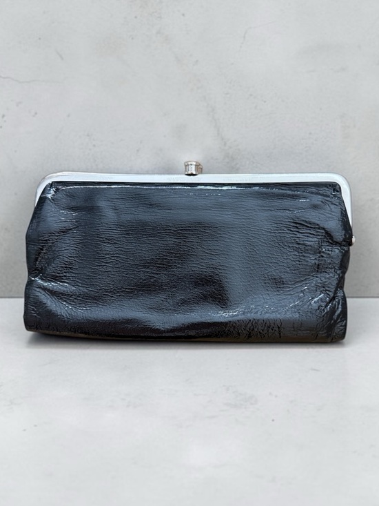 HOBO Handbags - Hobo Lauren Wallet Clutch Black Patent Leather with Silver Hardware Mint Cond